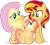 Size: 681x614 | Tagged: safe, artist:ezidze, derpibooru import, fluttershy, sunset shimmer, oc, oc:sunglow, pegasus, pony, female, lesbian, magical lesbian spawn, offspring, parent:fluttershy, parent:sunset shimmer, parents:sunshyne, shipping, simple background, sunshyne, transparent background