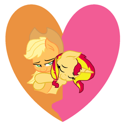 Size: 806x820 | Tagged: safe, artist:floreflo300, artist:softybases, derpibooru import, applejack, sunset shimmer, earth pony, pony, appleshimmer, base used, embrace, female, hug, lesbian, mare, shipping