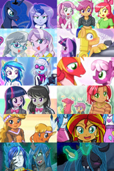 Size: 400x600 | Tagged: source needed, useless source url, safe, artist:uotapo, apple bloom, babs seed, big macintosh, cheerilee, diamond tiara, dj pon-3, flash sentry, little strongheart, octavia melody, photo finish, pinkie pie, princess luna, queen chrysalis, rainbow dash, scootaloo, shining armor, silver spoon, sunset shimmer, sweetie belle, twilight sparkle, twilight sparkle (alicorn), vice principal luna, vinyl scratch, changeling, changeling queen, equestria girls, camera, cheerimac, collage, cutie mark crusaders, female, flashlight, headphones, male, shipping, straight