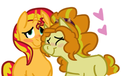 Size: 671x422 | Tagged: safe, artist:discorcl, adagio dazzle, sunset shimmer, pony, equestria girls, adagio dazzle gets around, cute, female, lesbian, shipping, sunsagio