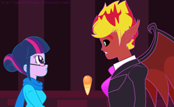 Size: 3640x2240 | Tagged: safe, artist:jaquelindreamz, sunset glare, sunset satan, sunset shimmer, twilight sparkle, twilight sparkle (alicorn), equestria girls, crossover, equestria guys, half r63 shipping, lewis, mystery skulls, parody, rule 63, shipping, sunset lucifer, twiglare, vivi