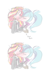 Size: 1200x1920 | Tagged: safe, artist:jankrys00, sonata dusk, sunset shimmer, equestria girls, rainbow rocks, choco taco, female, kissing, lesbian, shipping, sunata