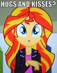 Size: 422x539 | Tagged: safe, edit, screencap, sunset shimmer, equestria girls, equestria girls (movie), bronybait, cute, hug, image macro, solo