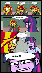 Size: 1021x1766 | Tagged: safe, artist:zicygomar, edit, sunset shimmer, twilight sparkle, equestria girls, equestria girls (movie), call me maybe, carly rae jepsen, comic, duo, song reference, speech bubble