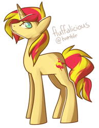 Size: 542x701 | Tagged: safe, artist:koshi-doshi, sunset glare, sunset shimmer, pony, looking up, rule 63, solo