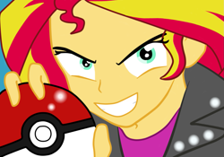 Size: 1249x874 | Tagged: safe, artist:kenchancake, sunset shimmer, equestria girls, equestria girls (movie), pokéball, pokémon, solo, sunset motherfucking shimmer