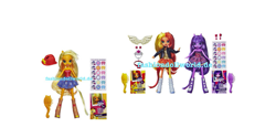 Size: 765x353 | Tagged: safe, applejack, sunset shimmer, twilight sparkle, equestria girls, merchandise, ponied up