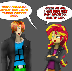 Size: 905x883 | Tagged: safe, artist:alexandryuz, sunset shimmer, oc, oc:eliseo rossi, human, equestria girls, clothes