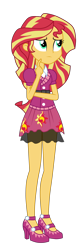 Size: 3200x9892 | Tagged: safe, artist:mixiepie, sunset shimmer, equestria girls, friendship games, absurd resolution, clothes, cute, cutie mark, cutie mark on clothes, high heels, school spirit, shimmerbetes, simple background, skirt, solo, transparent background, vector