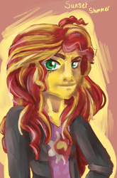 Size: 486x738 | Tagged: artist needed, safe, sunset shimmer, equestria girls, clothes, female, two toned hair