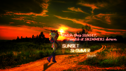 Size: 1920x1080 | Tagged: safe, artist:fluttershyikmal, artist:theshadowstone, sunset shimmer, human, equestria girls, ears, equestria girls in real life, field, irl, pathway, photo, shadow, signature, solo, sunset, vector, wallpaper