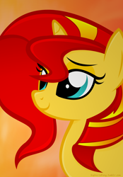 Size: 1280x1839 | Tagged: safe, artist:euphoriapony, sunset shimmer, pony, unicorn, bust, female, mare, smiling, solo, vector