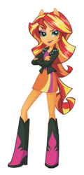 Size: 152x317 | Tagged: source needed, useless source url, safe, sunset shimmer, equestria girls, box art, crossed arms, eqg promo pose set, ponied up, simple background, smirk, solo