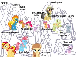 Size: 933x705 | Tagged: safe, artist:jadenkaiba, apple bloom, babs seed, cup cake, daring do, diamond tiara, granny smith, scootaloo, silver spoon, spitfire, sunset shimmer, sweetie belle, oc, oc:cream heart, pony, apple bloomed, boobaloo, boobs seed, breasts, busty cmc, busty daring do, busty granny smith, busty silver spoon, button's smother, cups cake, cutie mark crusaders, diamond titiara, female, preview, simple background, sunset jiggler, sweetie boobs, titfire, vector, white background