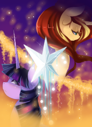 Size: 650x900 | Tagged: safe, artist:loyaldis, sunset shimmer, twilight sparkle, unicorn, duo, duo female, female, mare