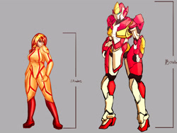 Size: 4000x3000 | Tagged: safe, artist:checkerboardazn, sunset shimmer, human, bodysuit, humanized, mecha, pixiv, solo