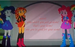 Size: 520x329 | Tagged: safe, pinkie pie, rainbow dash, sunset shimmer, equestria girls, rainbow rocks, grammar error, happy gilmore, text