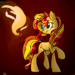 Size: 5000x5000 | Tagged: safe, artist:frostykat13, sunset shimmer, pony, unicorn, absurd resolution, magic, solo