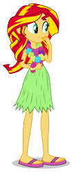 Size: 3300x7533 | Tagged: safe, artist:mohawgo, sunset shimmer, equestria girls, rainbow rocks, clothes, feet, grass skirt, hula, hulashimmer, lei, sandals, simple background, skirt, solo, transparent background, vector