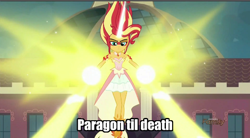 Size: 550x303 | Tagged: safe, screencap, sunset shimmer, equestria girls, friendship games, daydream shimmer, dragonball z abridged, image macro, meme, solo