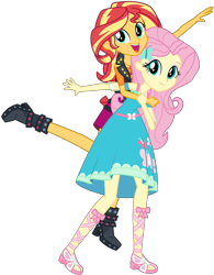 Size: 1594x2048 | Tagged: safe, edit, edited screencap, editor:php77, screencap, fluttershy, sunset shimmer, better together, equestria girls, female, not a vector