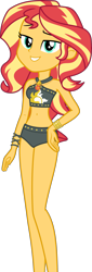 Size: 2733x8000 | Tagged: safe, artist:diegator007, sunset shimmer, better together, equestria girls, forgotten friendship, absurd resolution, belly button, bikini, bikini bottom, bracelet, clothes, curvy, female, geode of empathy, hourglass figure, lidded eyes, midriff, simple background, solo, summer sunset, swimsuit, transparent background, vector, wristband