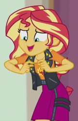 Size: 295x458 | Tagged: safe, screencap, sunset shimmer, better together, constructive criticism, equestria girls, cropped, geode of empathy, solo