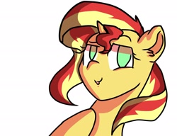 Size: 2480x1903 | Tagged: safe, artist:kenishra, sunset shimmer, pony, unicorn, raised eyebrow, simple background, solo, white background