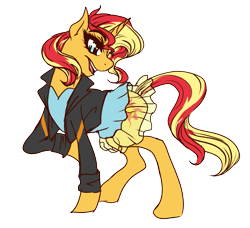 Size: 1087x990 | Tagged: safe, artist:melodybell, sunset shimmer, pony, unicorn, my past is not today, rainbow rocks, clothes, cute, equestria girls outfit, solo