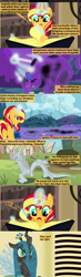 Size: 1120x3810 | Tagged: safe, artist:beavernator, derpibooru import, discord, queen chrysalis, sunset shimmer, changeling, changeling queen, pony, ursa major, comic:end of a generation, alternate ending, alternate universe, book, comic, derpibooru, magic