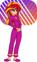 Size: 565x945 | Tagged: safe, artist:ctb-36, sunset shimmer, equestria girls, rainbow rocks, clothes, cute, pajamas, shimmerbetes, slippers, solo