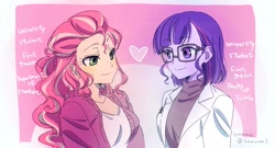 Size: 2048x1105 | Tagged: safe, artist:5mmumm5, sci-twi, sunset shimmer, twilight sparkle, equestria girls, anime, female, lesbian, scitwishimmer, shipping, sunsetsparkle