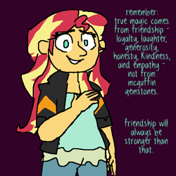 Size: 500x500 | Tagged: safe, artist:rivalcat, sunset shimmer, equestria girls, clothes, female, solo, two toned hair