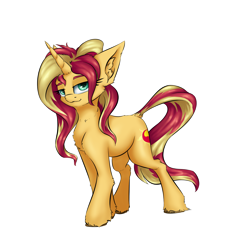 Size: 1500x1500 | Tagged: safe, artist:coldtrail, sunset shimmer, pony, unicorn, cheek fluff, chest fluff, ear fluff, female, leg fluff, looking at you, mare, simple background, solo, transparent background, unshorn fetlocks