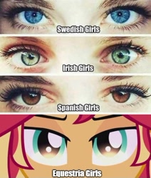 Size: 500x589 | Tagged: safe, edit, edited screencap, editor:leonidus, screencap, sunset shimmer, equestria girls, my past is not today, close-up, comparison, eye contact, looking at each other, meme, text