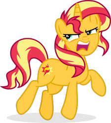 Size: 7918x8807 | Tagged: safe, artist:suramii, sunset shimmer, pony, unicorn, absurd resolution, angry, female, mare, open mouth, simple background, solo, transparent background, vector