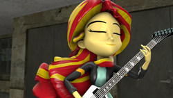 Size: 3840x2160 | Tagged: safe, artist:juliogracia6, sunset shimmer, equestria girls, 3d, guitar, solo, sunset shredder