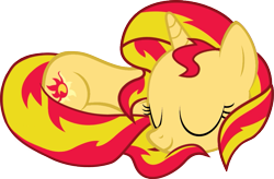 Size: 1109x728 | Tagged: safe, artist:uigsyvigvusy, artist:zacatron94, sunset shimmer, pony, unicorn, behaving like a cat, curled up, cute, eyes closed, female, mare, prone, shimmerbetes, simple background, sleeping, solo, trace, transparent background, vector