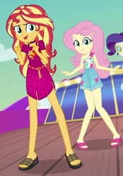 Size: 559x805 | Tagged: safe, screencap, fluttershy, rarity, sunset shimmer, better together, equestria girls, i'm on a yacht, cropped, geode of empathy, geode of fauna, legs, magical geodes