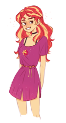 Size: 540x1000 | Tagged: safe, artist:freshfriend, sunset shimmer, equestria girls, equestria girls series, spring breakdown, spoiler:eqg series (season 2), choker, clothes, dress, female, simple background, smiling, solo, white background