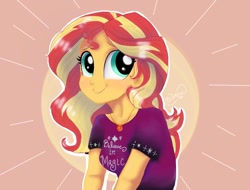 Size: 1024x778 | Tagged: safe, artist:wimsie, sunset shimmer, human, equestria girls, clothes, cute, female, geode of empathy, magical geodes, shimmerbetes, shirt, solo