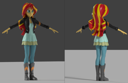 Size: 1803x1165 | Tagged: safe, artist:sindroom, sunset shimmer, equestria girls, 3d, 3d model, solo, wip