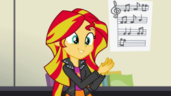 Size: 1920x1080 | Tagged: safe, screencap, sunset shimmer, equestria girls, rainbow rocks, cute, sheet music, shimmerbetes, solo