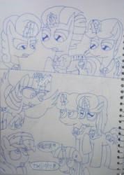 Size: 2767x3880 | Tagged: safe, artist:徐詩珮, fizzlepop berrytwist, glitter drops, midnight sparkle, spring rain, sunset shimmer, tempest shadow, twilight sparkle, twilight sparkle (alicorn), oc, oc:betty pop, oc:storm lightning, oc:vesty sparkle, alicorn, unicorn, equestria girls, my little pony: the movie, broken horn, crown, crying, evil twilight, female, glittershadow, half-siblings, half-sisters, horn, jewelry, lesbian, lineart, magic, magical lesbian spawn, mare, mother and child, mother and daughter, offspring, parent and child, parent:flash sentry, parent:glitter drops, parent:spring rain, parent:tempest shadow, parent:twilight sparkle, parents:flashlight, parents:glittershadow, parents:springshadow, polyamory, regalia, royal guard, sad, shipping, siblings, sisters, springdrops, springshadow, springshadowdrops, tempest becomes a royal guard, traditional art