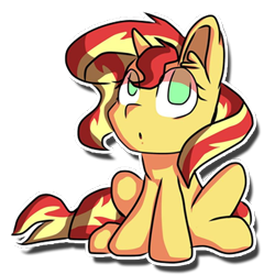 Size: 512x512 | Tagged: safe, artist:kenishra, sunset shimmer, pony, unicorn, chibi, cute, shimmerbetes, simple background, sitting, solo, transparent background