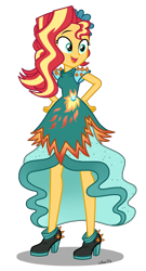 Size: 2000x3700 | Tagged: safe, artist:mixiepie, sunset shimmer, equestria girls, legend of everfree, alternate hairstyle, clothes, crystal gala, dress, simple background, smiling, solo, transparent background, vector