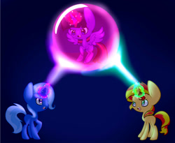 Size: 1424x1168 | Tagged: safe, artist:le-poofe, sunset shimmer, trixie, twilight sparkle, twilight sparkle (alicorn), alicorn, pony, unicorn, counterparts, magic, magical trio, twilight's counterparts