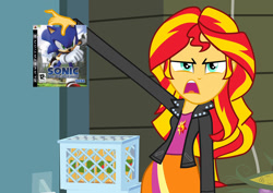 Size: 1016x720 | Tagged: safe, sunset shimmer, equestria girls, crossover, exploitable meme, meme, playstation 3, sonic 06, sonic the hedgehog, sonic the hedgehog (series), sonic the hedgehog 2006, sunset is disgusted, video game