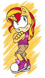 Size: 616x1052 | Tagged: dead source, safe, artist:atomiclance, sunset shimmer, anthro, plantigrade anthro, simple background, solo, sonic the hedgehog (series), sonicified, transparent background