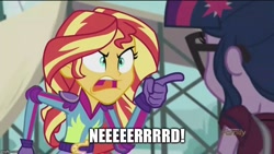 Size: 800x450 | Tagged: safe, edit, edited screencap, screencap, sci-twi, sunset shimmer, twilight sparkle, equestria girls, friendship games, angry, angry video game nerd, exploitable meme, image macro, meme, nerd, nostalgia critic, sunset yells at twilight, truth